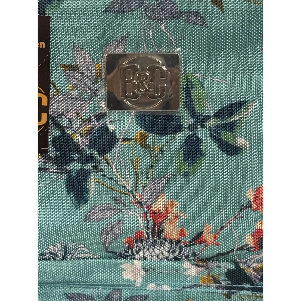 B&C Hanging Travel Organizer Bags Set Turquoise Flowers Multi-pockets